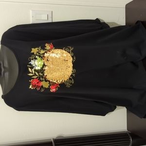 Catherines Beautiful Thanksgiving Fall Shimmer Top size 4X 30/32W Art to Wear